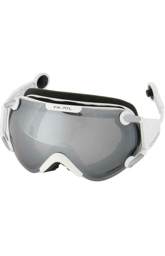 Casco FX-70 MagnetLink Skibrille, Carbonic Scheibe, weiß-silber, inkl. Hardcase