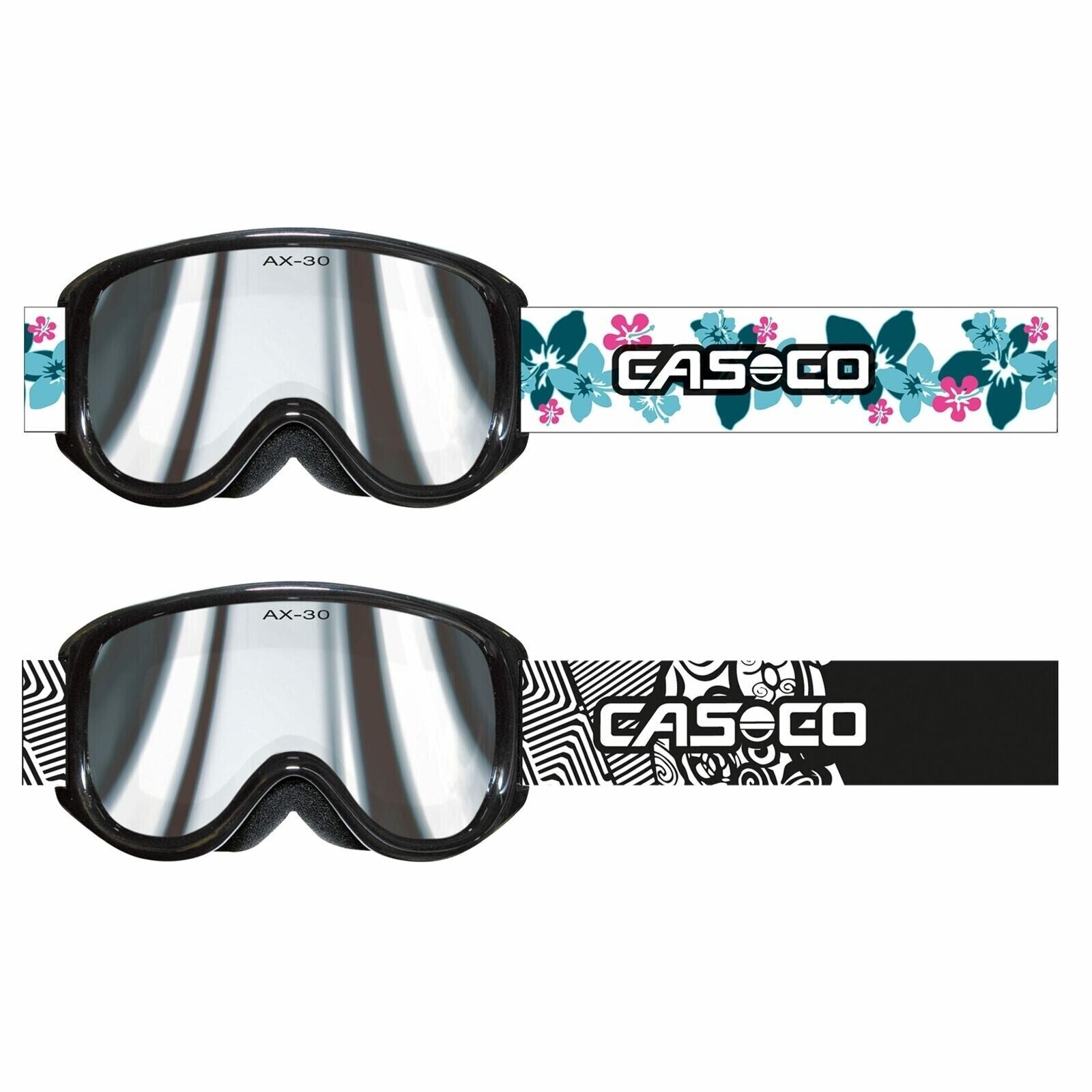 Casco AX-30 PC Skibrille Snowboardbrille Kinder-Skibrille schwarz weiß Sonne UV