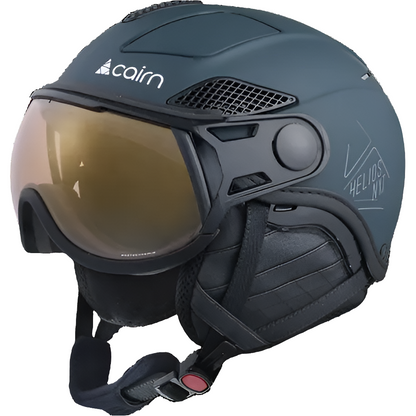 Cairn HELIOS LEATHER EVOLIGHT NXT® – Eleganter Skihelm mit Photochrom-Visier blau